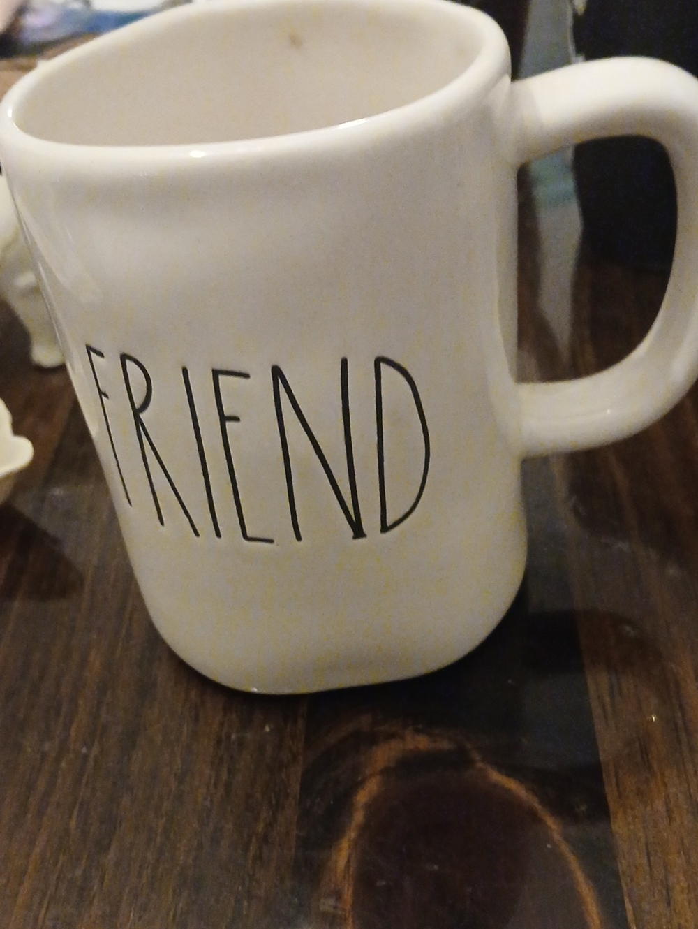 Magenta White 'FRIEND' Ceramic Coffee Mug